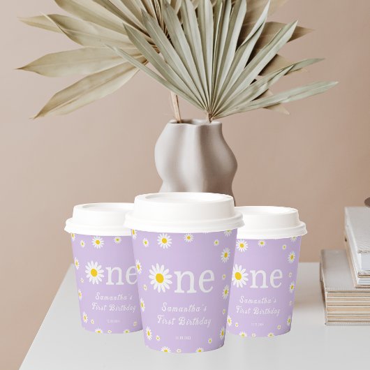 Chamomile Daisy Blume Elegant Lila Geburtstag Pappbecher