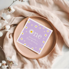 Chamomile Daisy Blume Elegant Lila Geburtstag Serviette