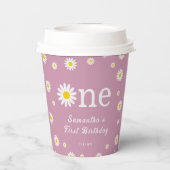 Chamomile Daisy Blume Elegant Rot Geburtstag Pappbecher (Rückseite)