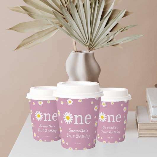 Chamomile Daisy Blume Elegant Rot Geburtstag Pappbecher