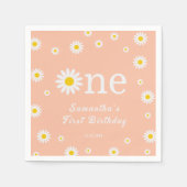 Chamomile Daisy Blume Elegante Coral Birthday Serviette (Vorderseite)