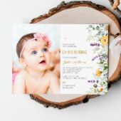 Chamomile & Eucalyptus Foto Christening Einladung