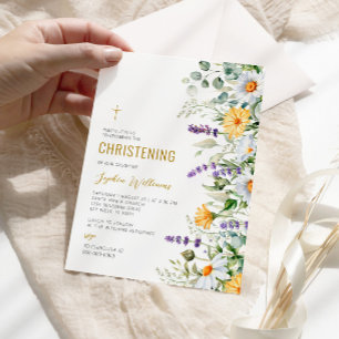 Chamomile & Eukalyptus Wildblumen Christening Einladung