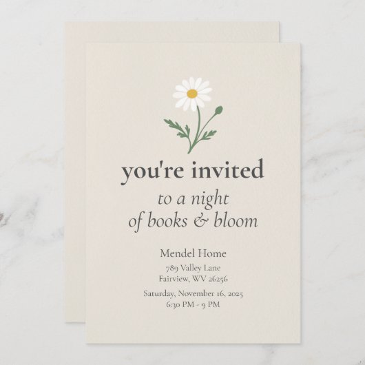 Chamomile Gathering - Soft Cream Einladung (Vorne/Hinten)