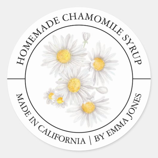 Chamomile Modern Label Runder Aufkleber (Vorderseite)