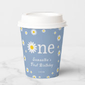 Chamomile Niedlich Daisy Blue First Birthday Party Pappbecher (Vorderseite)