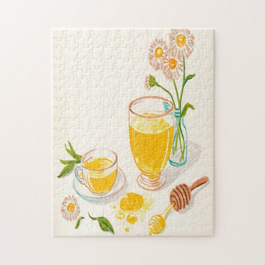 Chamomile Serenity – Tea & Honey Jigsaw Puzzle (Vertikal)