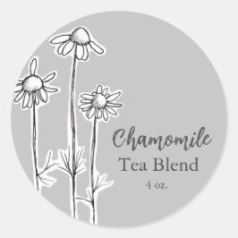 Chamomile Tea Blend Herb Blume Grau Runder Aufkleber