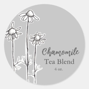 Chamomile Tea Blend Herb Blume Grau Runder Aufkleber