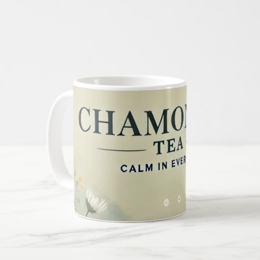 Chamomile Tee Design AI Art Kaffeetasse (Vorderseite Links)