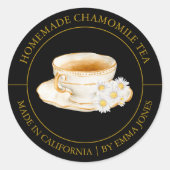 Chamomile Tee Modernes Label Runder Aufkleber (Vorderseite)