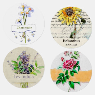 Chamomile vintage watercolour thermal tumbler post etiketten