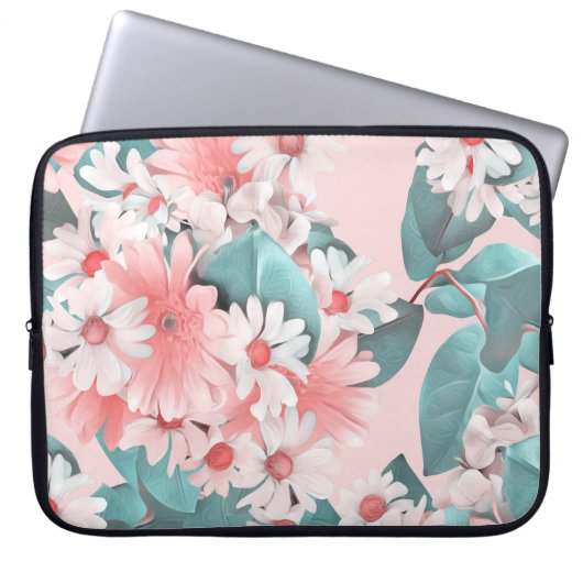 Chamomile Wasserfarbe: Nahtloses Blumendesign Laptopschutzhülle (Vorderseite)