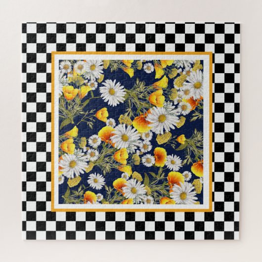 Chamomiles and Poppies Checkerboard Jigsaw Puzzle (Horizontal)