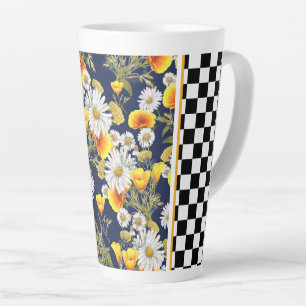 Chamomiles Poppies und Checkerboard Milchtasse
