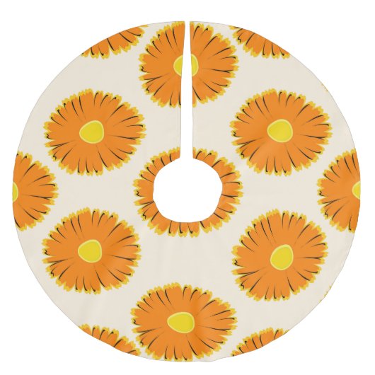 Chamomiles: Vintages Muster. Polyester Weihnachtsbaumdecke (Vorderseite)