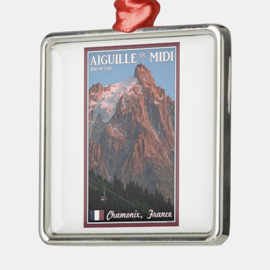 Chamonix - Aiguille DU Midi Silbernes Ornament (Links)
