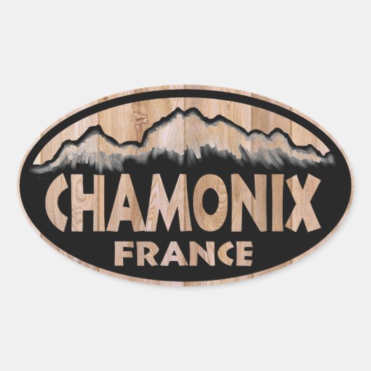 Chamonix France Holzschild ovale Aufkleber (Vorderseite)
