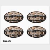 Chamonix France Holzschild ovale Aufkleber (Blatt)