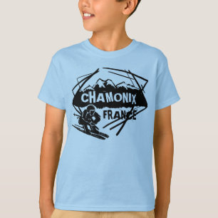 Chamonix France Jungs blaues Logo Art Tee