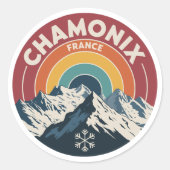 Chamonix France Retro Mountain Sticker (Vorderseite)
