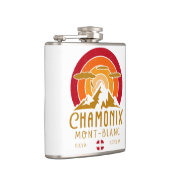 Chamonix France Retro Sunset Skiing Souvenirs 80er Flachmann (Rechts)