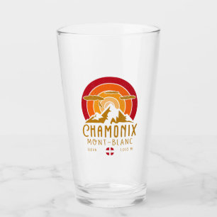Chamonix France Retro Sunset Skiing Souvenirs 80er Glas