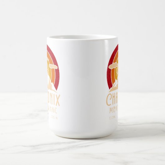 Chamonix France Retro Sunset Skiing Souvenirs 80er Kaffeetasse (Mittel)