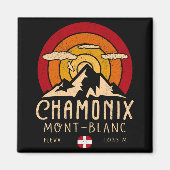Chamonix France Retro Sunset Skiing Souvenirs 80er Magnet (Vorne)