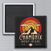 Chamonix France Retro Sunset Skiing Souvenirs 80er Magnet