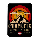 Chamonix France Retro Sunset Skiing Souvenirs 80er Magnet (Vertikal)