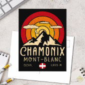 Chamonix France Retro Sunset Skiing Souvenirs 80er Postkarte