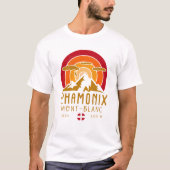 Chamonix France Retro Sunset Skiing Souvenirs 80er T-Shirt (Vorderseite)