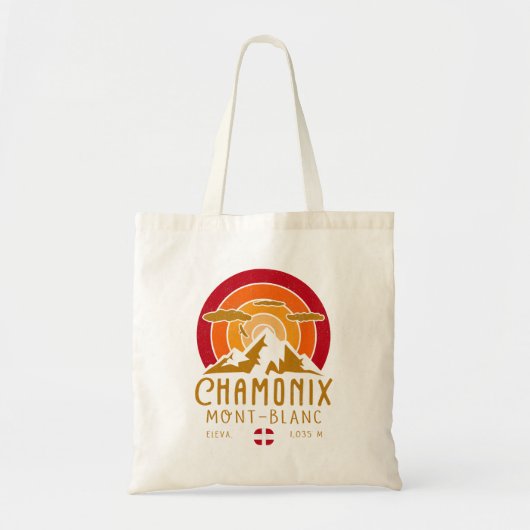 Chamonix France Retro Sunset Skiing Souvenirs 80er Tragetasche (Vorne)