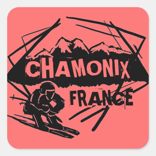 Chamonix France rosa Logo Art Aufkleber (Vorderseite)