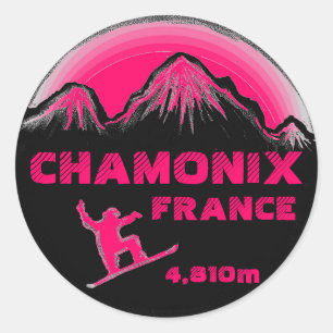 Chamonix France rosa Snowboard Art Aufkleber