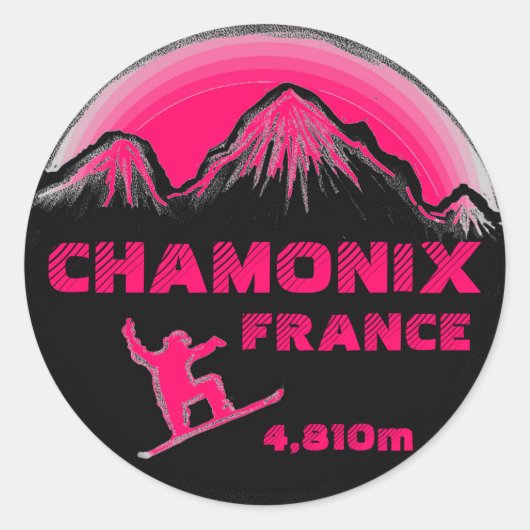 Chamonix France rosa Snowboard Art Aufkleber (Vorderseite)