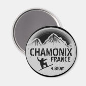 Chamonix France Schwarzer Snowboard-Kunstmagnet Magnet (Vorderseite/Rückseite)
