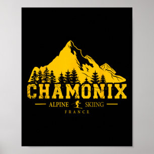 Chamonix France Ski Resort Alpin Skifahren Poster