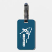 Chamonix France Skier Gepäckanhänger (Rückseite vertikal)