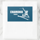 Chamonix France Skier Rechteckiger Aufkleber (Tasche)