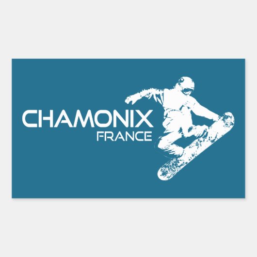 Chamonix France Snowboarder Rechteckiger Aufkleber (Vorderseite)
