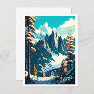 Chamonix France Vintage Illustration Postkarte