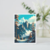 Chamonix France Vintage Illustration Postkarte (Stehend Vorderseite)