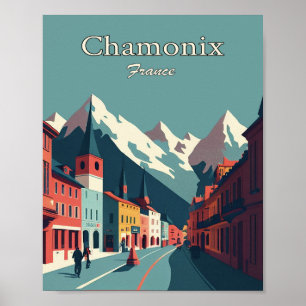 Chamonix Frankreich Minimalistisches Vintage-Kunst Poster