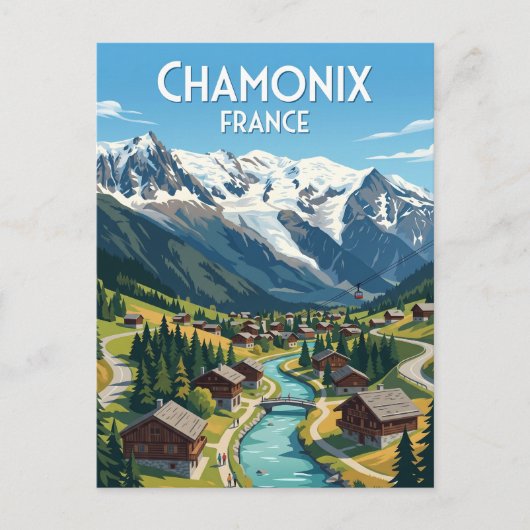 Chamonix Frankreich Postkarte (Vorderseite)