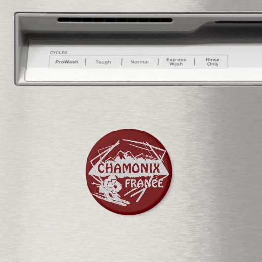 Chamonix Frankreich - Roter Skiglogomagnet Magnet (In Situ (Geschirrspüler))