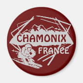 Chamonix Frankreich - Roter Skiglogomagnet Magnet (Vorne)