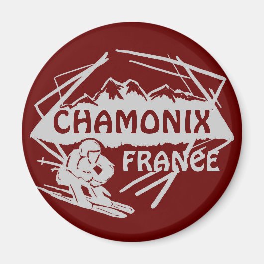 Chamonix Frankreich - Roter Skiglogomagnet Magnet (Vorne)