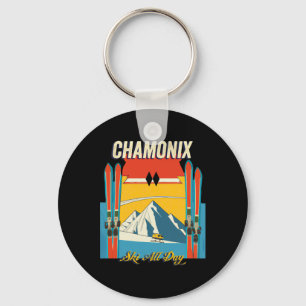 Chamonix Frankreich Ski All Day - Retro Vintage St Schlüsselanhänger